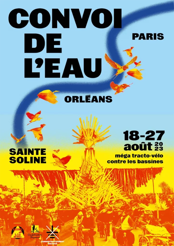 Le Convoi de l’eau en août 2023, une autre initiative dans laquelle l’Union syndicale Solidaires et plusieurs Unions départementales étaient impliquées. [DR]