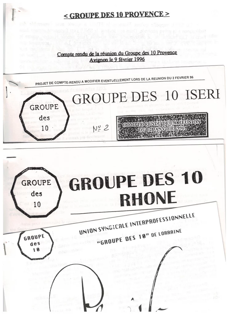 Février 1996 : déjà, des G10 départementaux publient leur bulletin d’information. Echantillon… [Coll. CM]