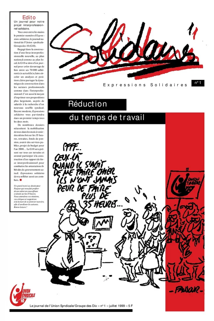 Le n°1 du journal national, Expressions solidaires, en juillet 1999. [Solidaires]