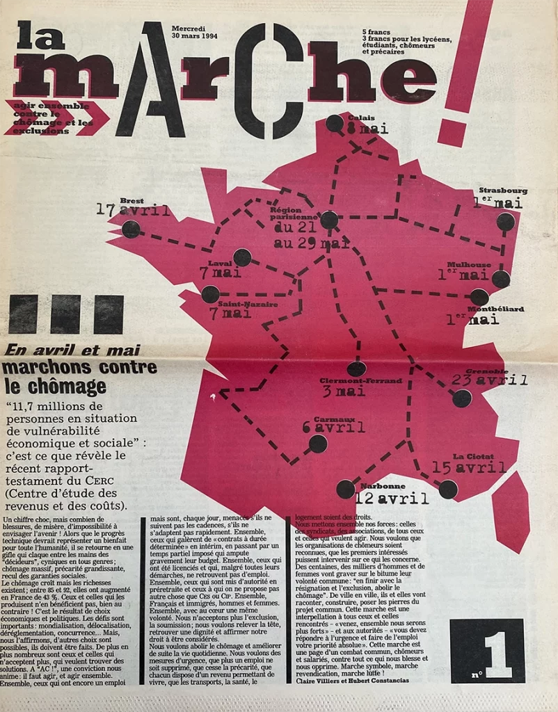 Les Marches de 1994, en une du premier numéro du journal La mArChe ! [Coll. CM]