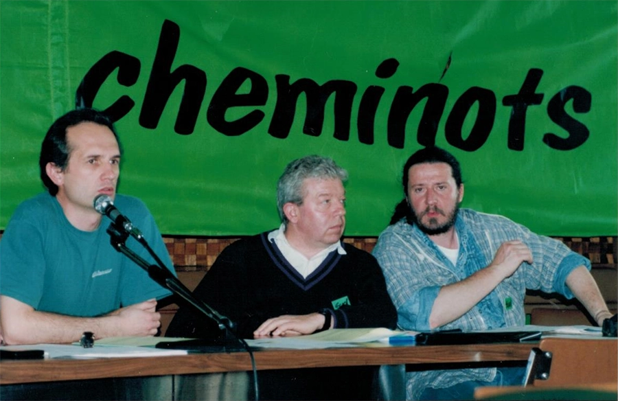 Lors du congrès fédéral d'avril 1996 : Gérard Costes, Henri Célié, Étienne Boutin, Bernard Bouché. Photo du bas : Francis Dianoux, Daniel Binet et Gaby Lang [Coll. CM]