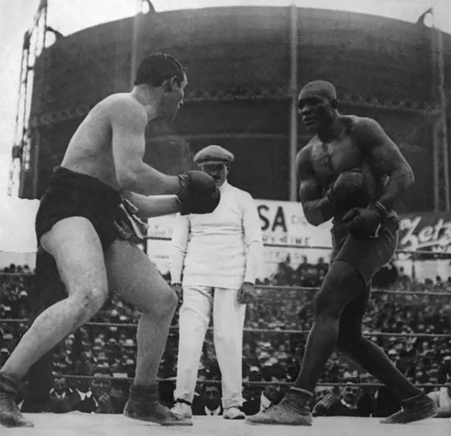 Jack Johnson - Tommy Burns, en 1908. [DR]