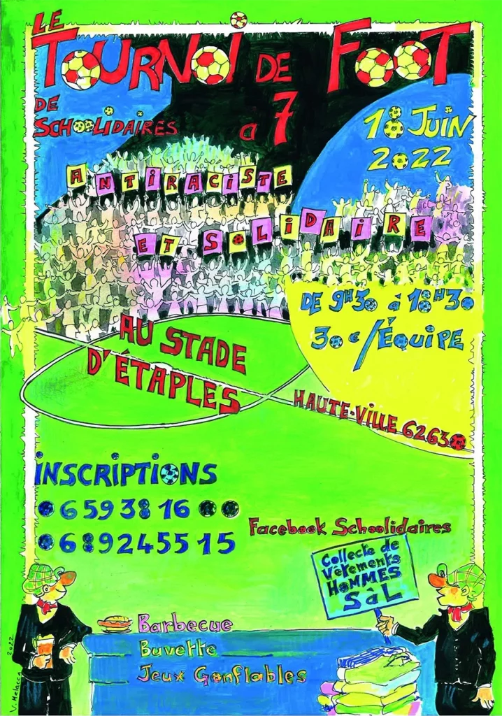 Affiche pour le tournoi de foot Schoolidaires de juin 2022. [Schoolidaires]